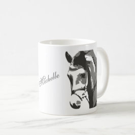 Personlig Horse Head Sketch i Grått Kaffemugg