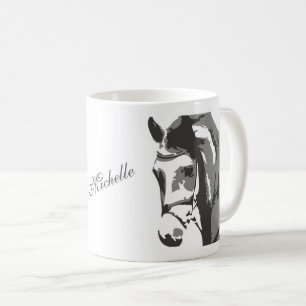 Personlig Horse Head Sketch i Grått Kaffemugg