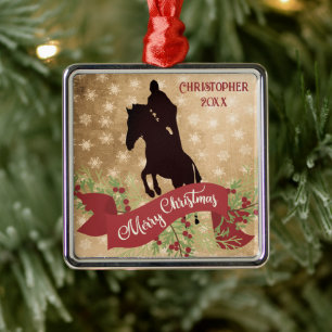 Personlig Horse Jumping God jul Julgransprydnad Metall