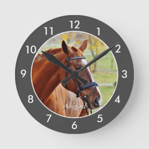 Personlig Horse Large Clock Rund Klocka