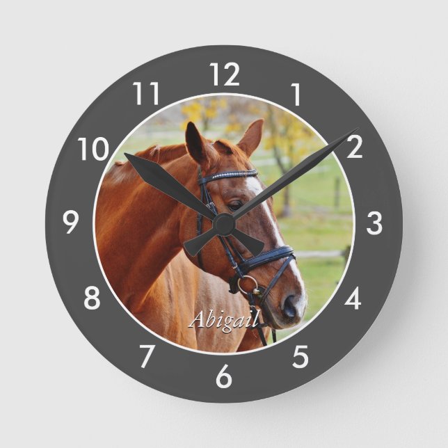 Personlig Horse Large Clock Rund Klocka (Framsida)