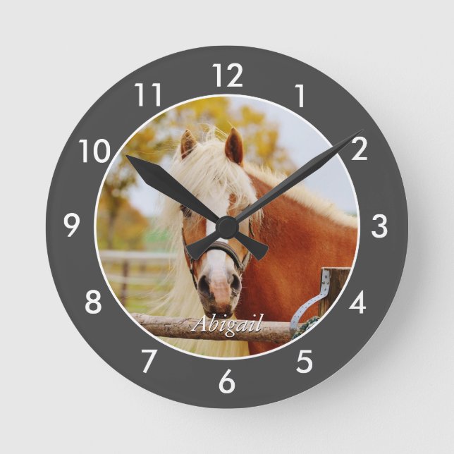 Personlig Horse Large Clock Rund Klocka (Framsida)