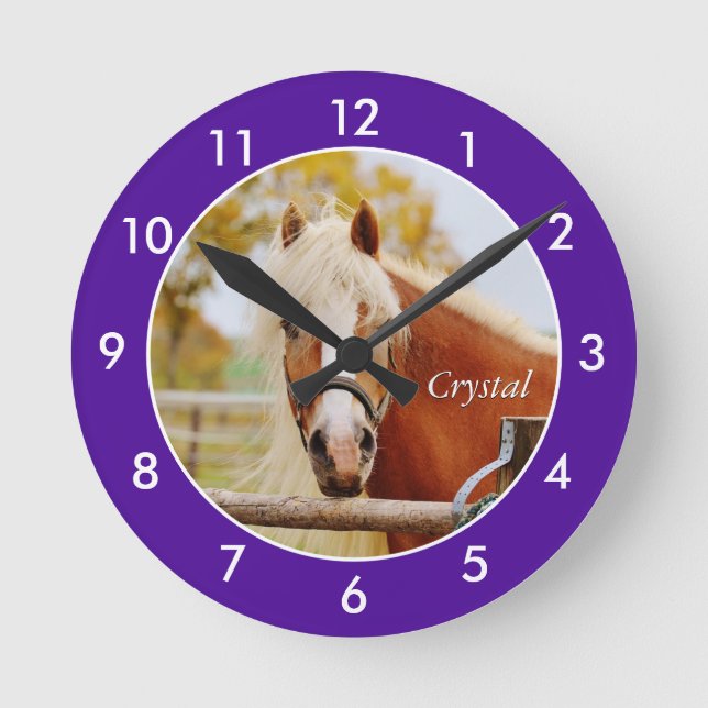 Personlig Horse Large Clock Rund Klocka (Framsida)