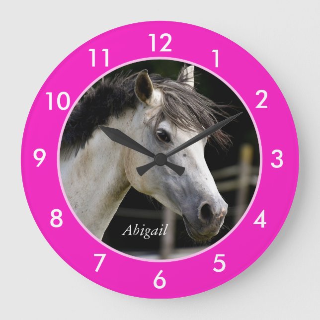 Personlig Horse Large Clock Stor Klocka (Framsida)