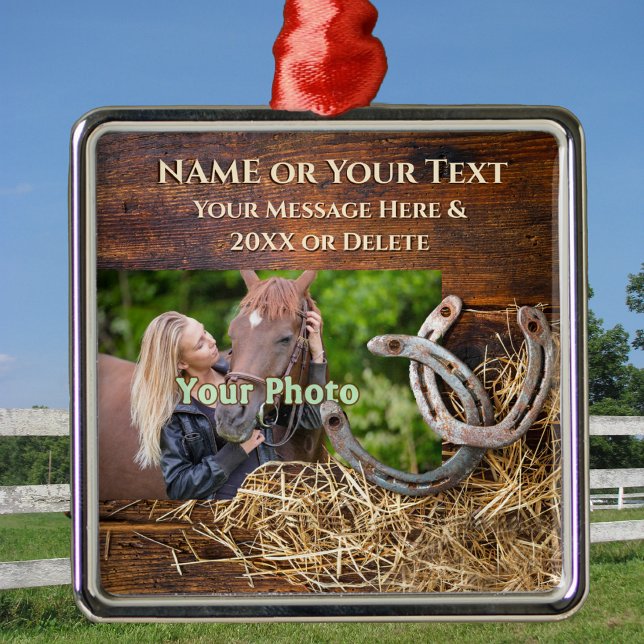 Personlig, Horse Ornaments for Julgran Julgransprydnad Metall (Personalized Gifts for Horse Lovers. Horse Ornaments. Horse Themed Christmas Gifts)