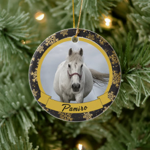 Personlig Horse Pet Ornament Photo Namn År