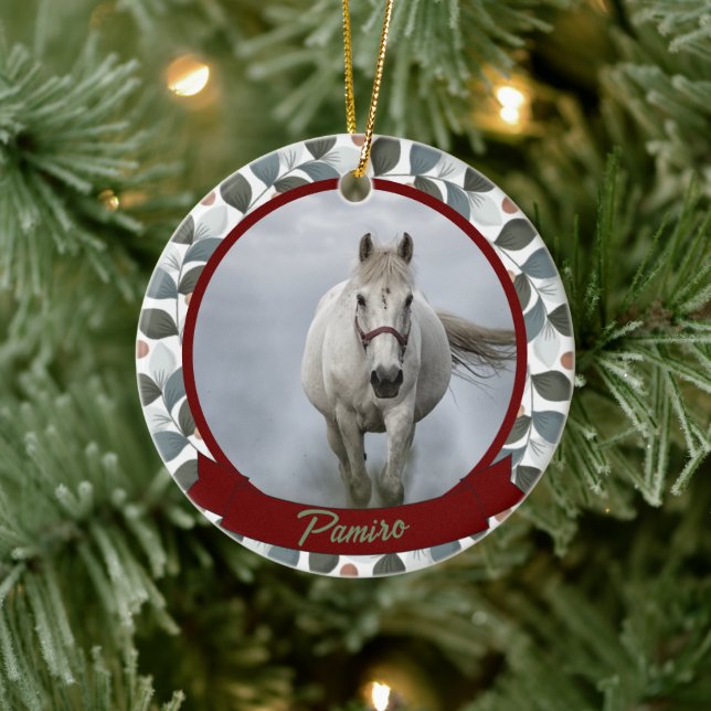 Personlig Horse Pet Ornament Photo Namn År (Träd)