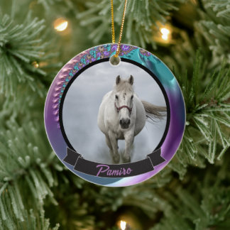 Personlig Horse Pet Ornament Photo Namn År