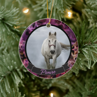 Personlig Horse Pet Ornament Photo Namn År
