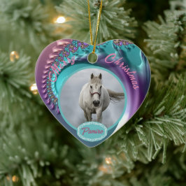 Personlig Horse Pet Ornament Photo Namn År