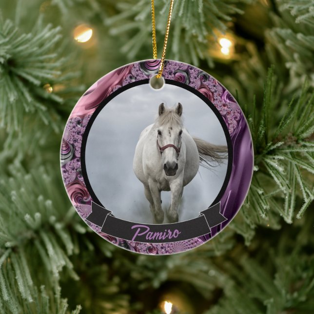 Personlig Horse Pet Ornament Photo Namn År (Träd)