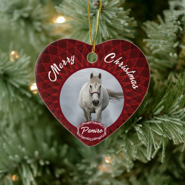 Personlig Horse Pet Ornament Photo Namn År (Träd)