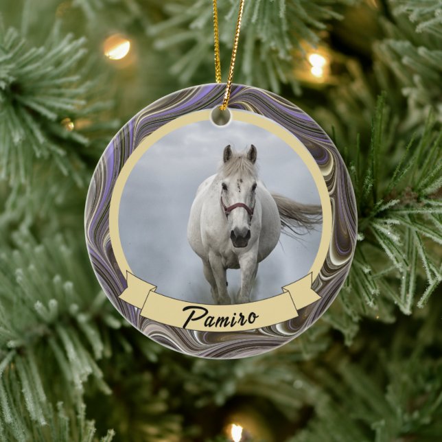 Personlig Horse Pet Ornament Photo Namn År (Träd)