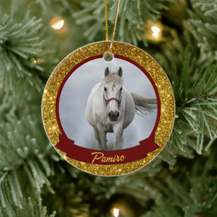 Personlig Horse Pet Ornament Photo Namn År