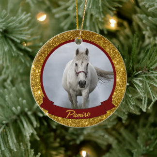 Personlig Horse Pet Ornament Photo Namn År