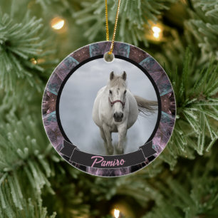 Personlig Horse Pet Ornament Photo Namn År