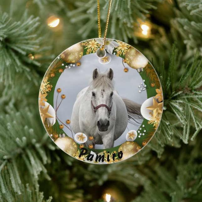 Personlig Horse Pet Ornament Photo Namn År (Träd)