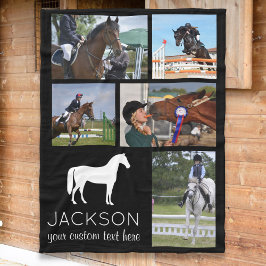 Personlig Horse Photo Collage Equestrian Riding Fleecefilt