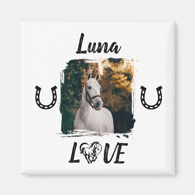 Personlig Horse Photo Equestrian Magnet (Framsidan)