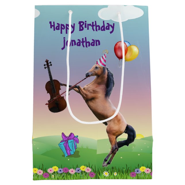 Personlig Horse som spelar violin Birthday (Baksidan)