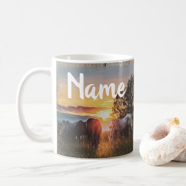 Personlig Horses Ranch Farm Design Coffee Mugg (Med munk)