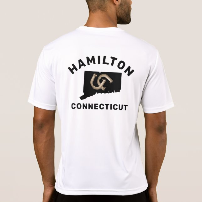 Personlig Horseshoe Pitching Connecticut Karta T Shirt (Baksida)