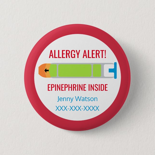 Personlig hos barn Allergy Alert Epinephrine Insid Knapp (Framsida)