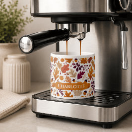 Personlig Höst – Höstlöv & Ekollonar Namn Espressomugg