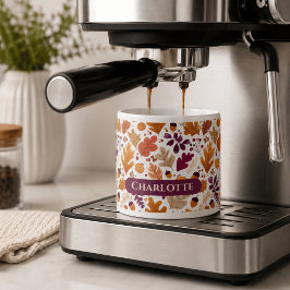 Personlig Höst – Höstlöv & Ekollonar Namn Espressomugg