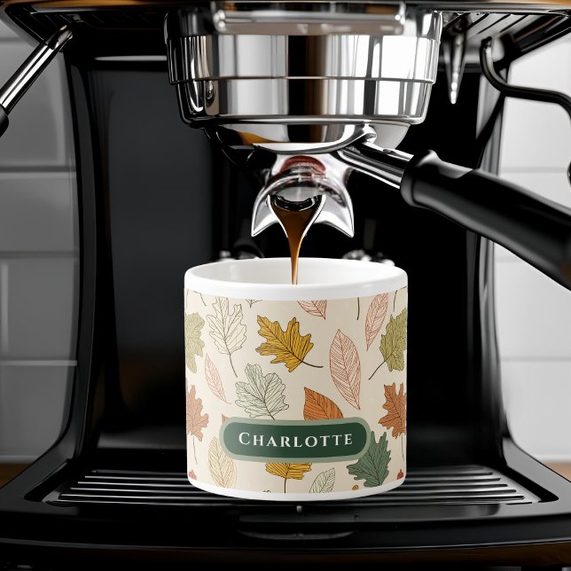 Personlig Höst löv - Mysigt eget namn för höst Espressomugg (Skapare uppladdad)