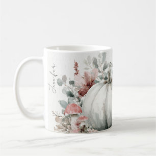 Personlig höst-mugg med pumpor och blommor kaffemugg