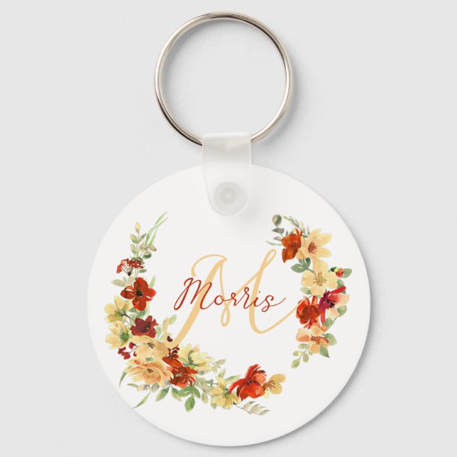 Personlig höstblomma  nyckelring (Framsida)
