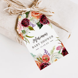 Personlig höstboho-blommande babyfest presentetikett