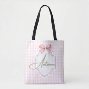 Personlig Hösten Flicka Nursery Bow&Gingham Tygkasse