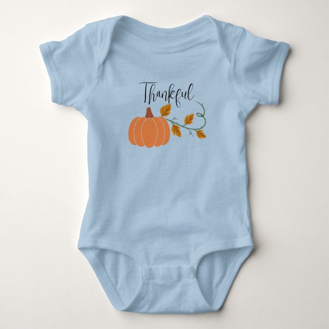 Personlig Hösten "Thankful" Baby T-Shirt (Framsida)