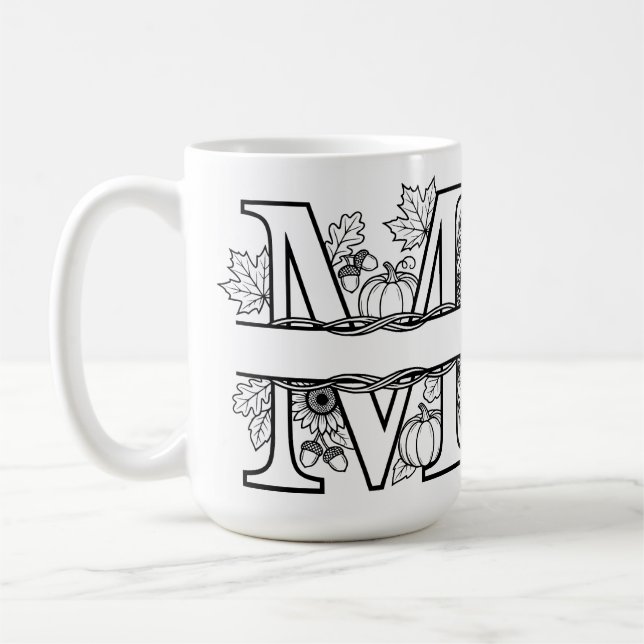 Personlig Höstmonogram "M" Kaffemugg (Vänster)