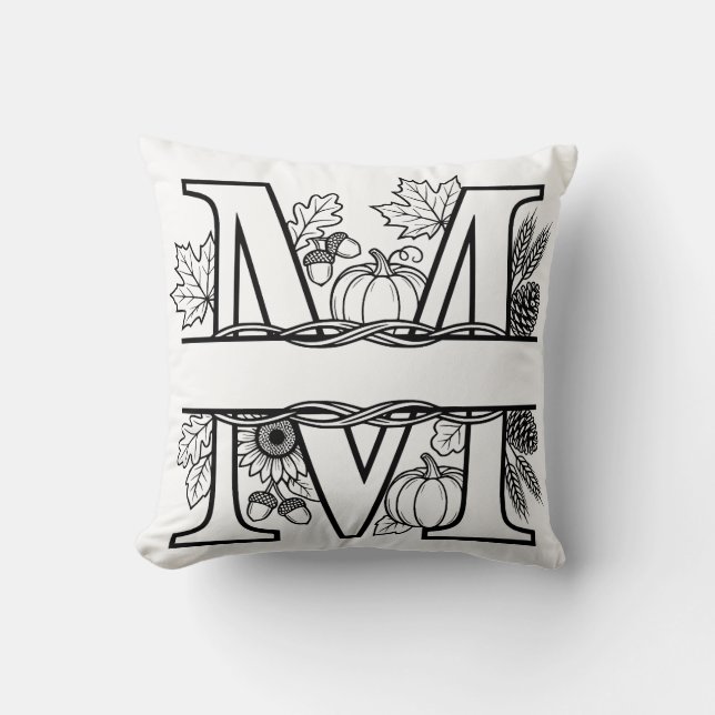 Personlig Höstmonogram "M" Kudde (Framsida)