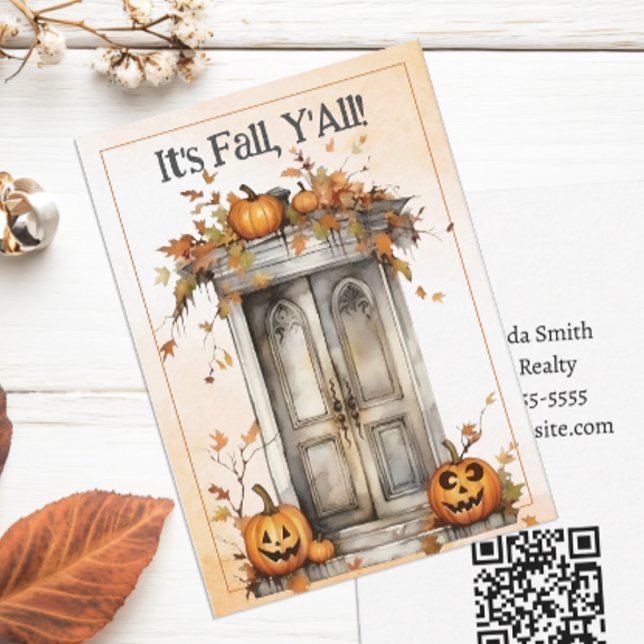 Personlig höstpresent för fastighetsmäklare anteckningskort (It's Fall Y'all personalized pop by notecard for Real Estate.)