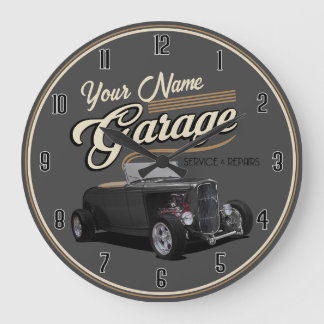 Personlig Hot rod Garage Large Clock Stor Klocka
