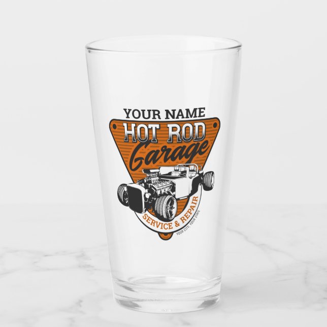 Personlig Hot rod Garage Roadster Repair Shop Glaskopp (Framsida)