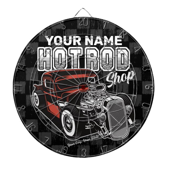 Personlig Hot rod Shop Retro Garage Lastbil Darttavla (Framsidan)