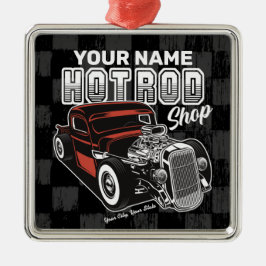 Personlig Hot rod Shop Retro Garage Lastbil Julgransprydnad Metall