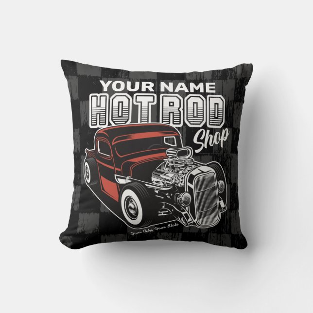 Personlig Hot rod Shop Retro Garage Lastbil Kudde (Framsida)