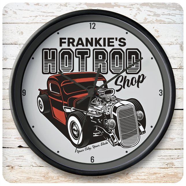 Personlig Hot rod Shop Retro Garage Lastbil Large Stor Klocka (Skapare uppladdad)