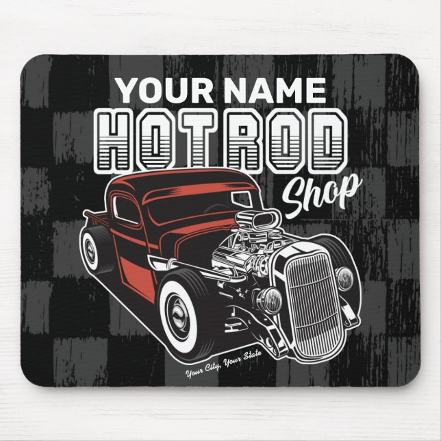 Personlig Hot rod Shop Retro Garage Lastbil Musmatta (Framsidan)