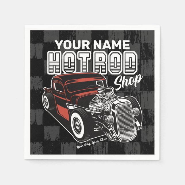 Personlig Hot rod Shop Retro Garage Lastbil Pappersservett (Framsidan)