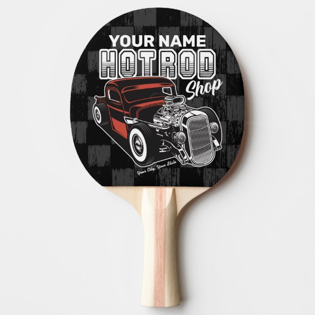 Personlig Hot rod Shop Retro Garage Lastbil Pingisracket (Framsidan)