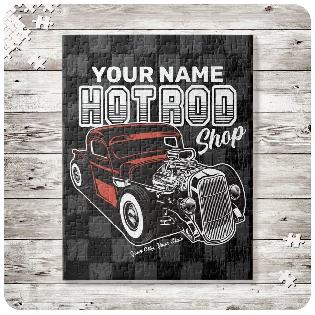 Personlig Hot rod Shop Retro Garage Lastbil Pussel (Skapare uppladdad)