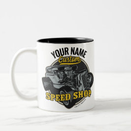 Personlig Hot Rod Speed Shop Racing Garage  Två-Tonad Mugg