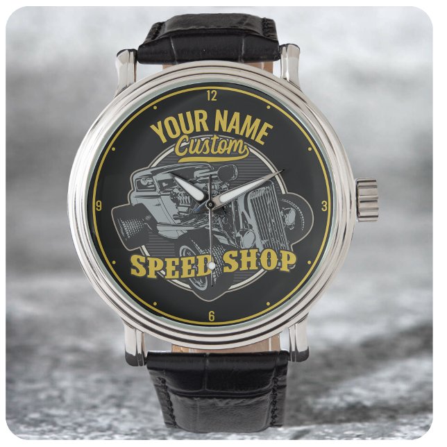 Personlig Hot rod Speed Shop Tävla Garage Armbandsur (Skapare uppladdad)